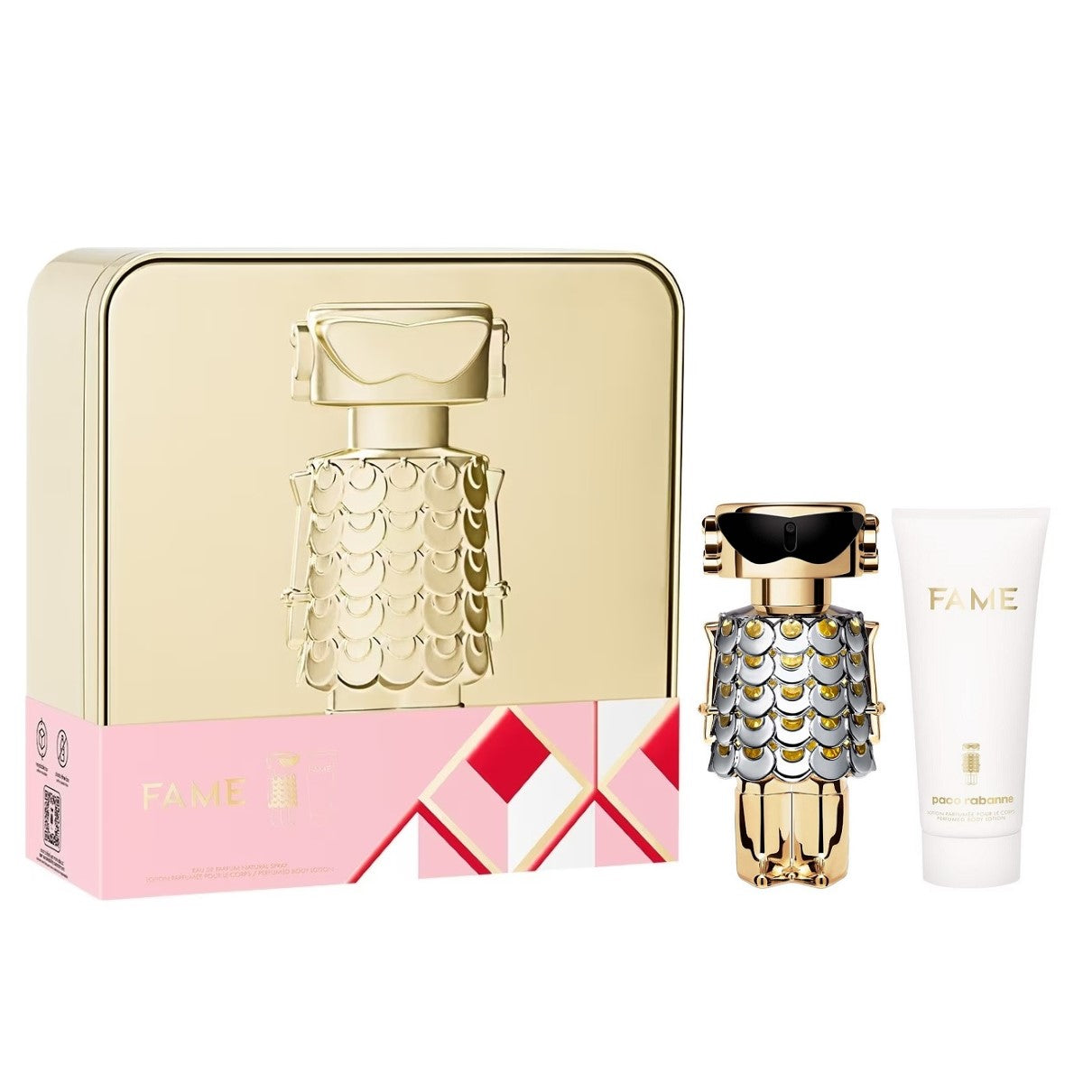 Dameparfumesæt Paco Rabanne Fame 2 stykker til kvinder produktemballage