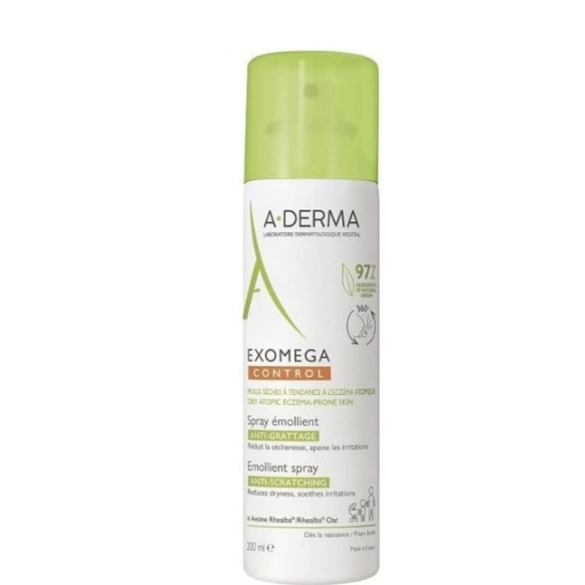 Anti-rødme spray A-Derma Exomega Control 200 ml til kvinder produkt emballage