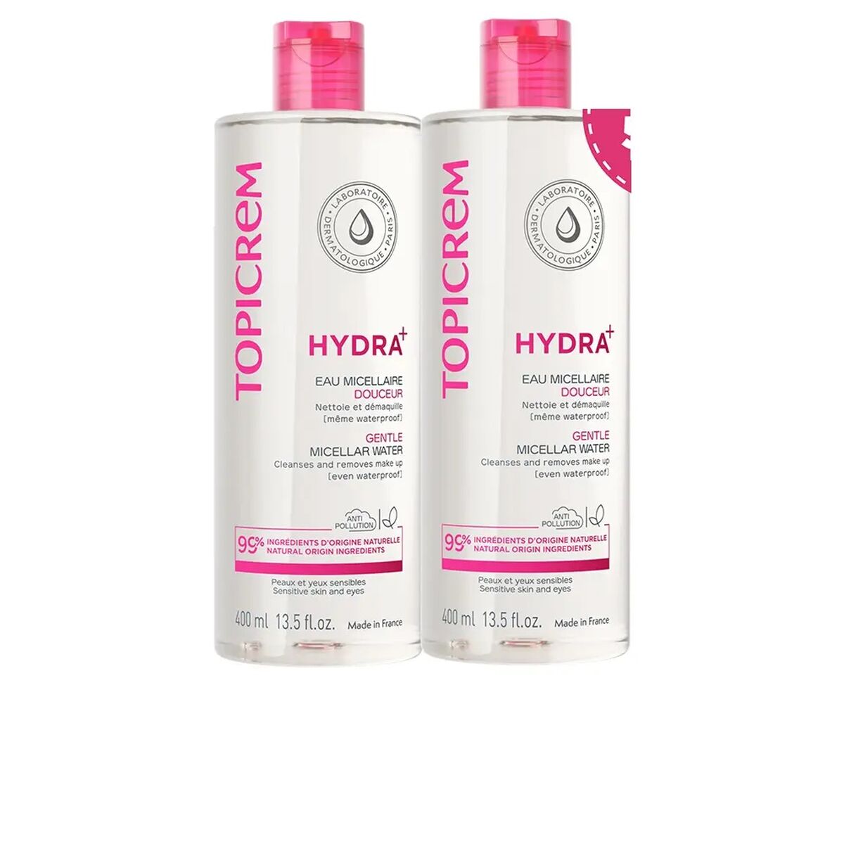 Facial Cleansing Gel Topicrem HYDRA+ 400 ml hudplejeemballage