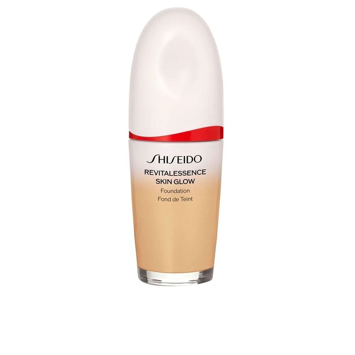 Flydende make-up base Shiseido Revitalessence Skin Glow Nº 340 30 ml produktemballage