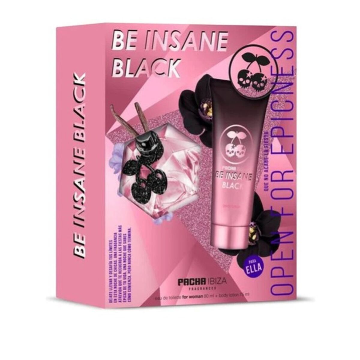 Parfumesæt til kvinder Pacha Ibiza Be Insane Black 2 stykker til kvinder produktemballage