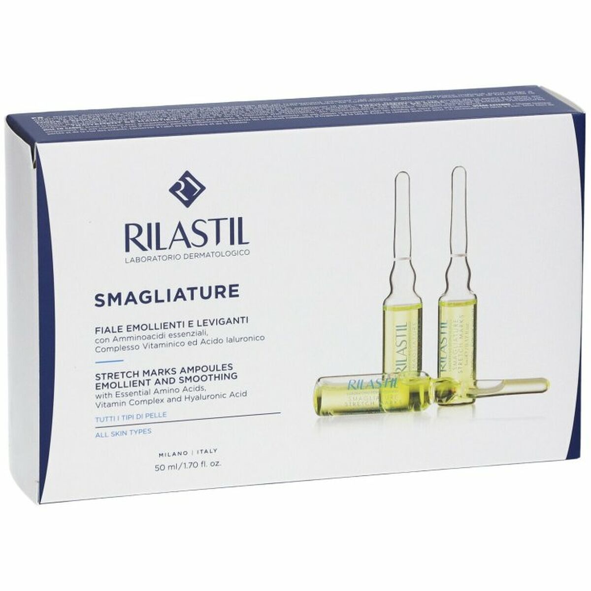 Anti-Stretch Mark Oil Rilastil SMAGLIATURE 5 ml 50 ml produktemballage