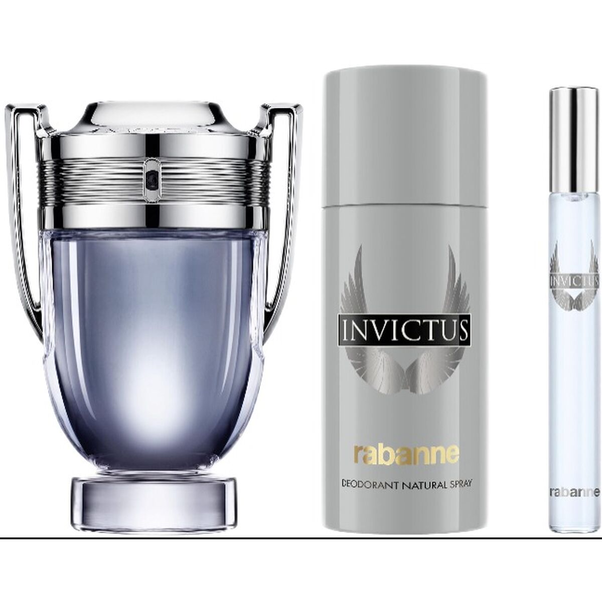 Herreparfumesæt Paco Rabanne Invictus 3 stykker til mænd produktemballage