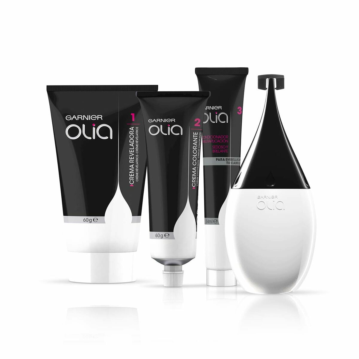 Farve uden ammoniak Garnier Olia Nº 3,0-Negro (1 enhed) produktemballage