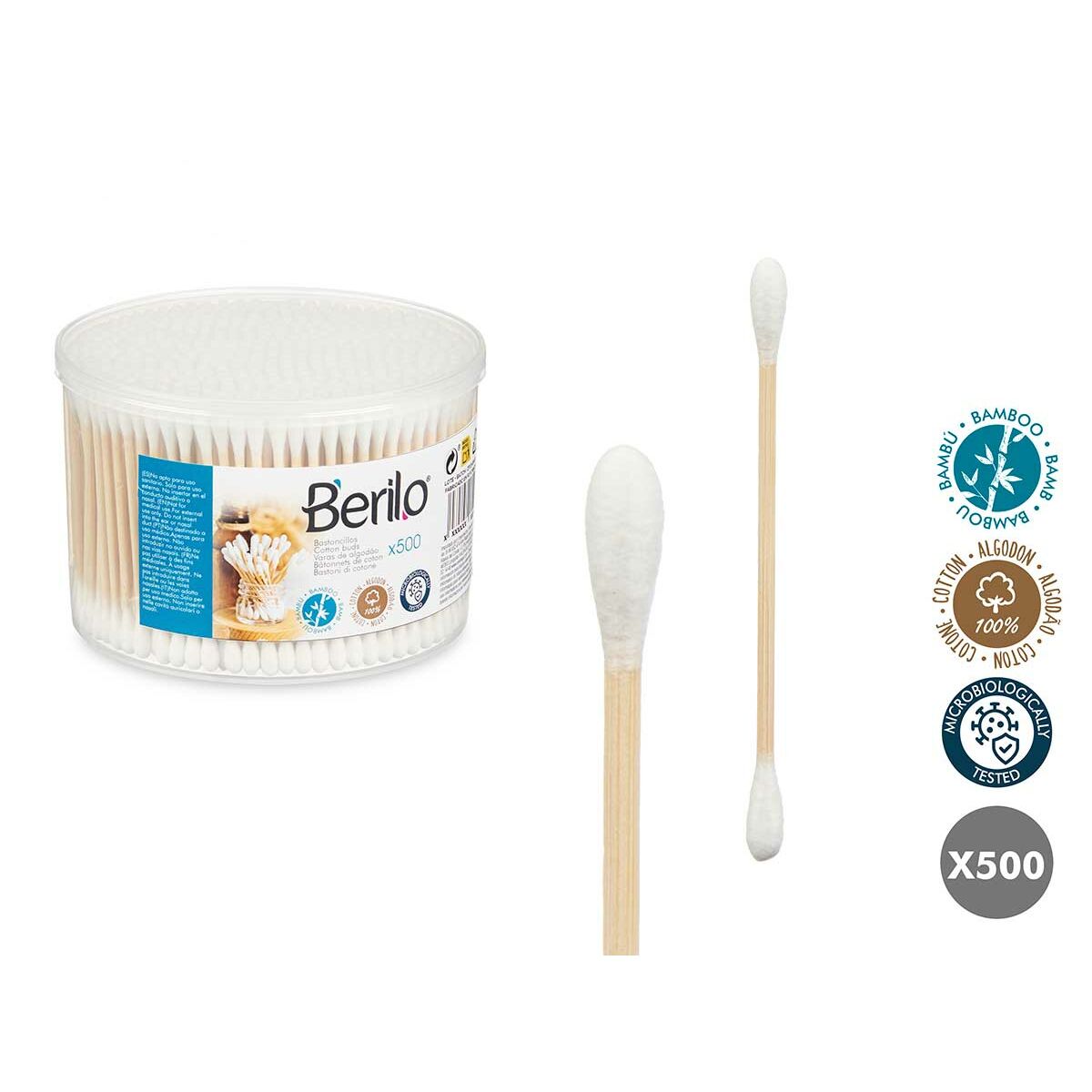 Cotton Buds Berilo Cotton Bamboo 6 Units produktemballage