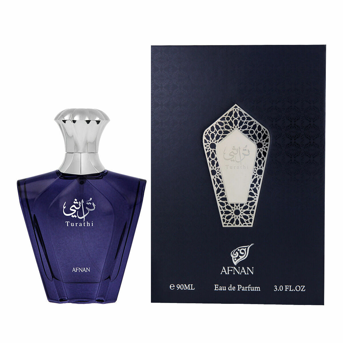 Herreparfume Afnan Turathi Homme Blå 90 ml til mænd produktemballage