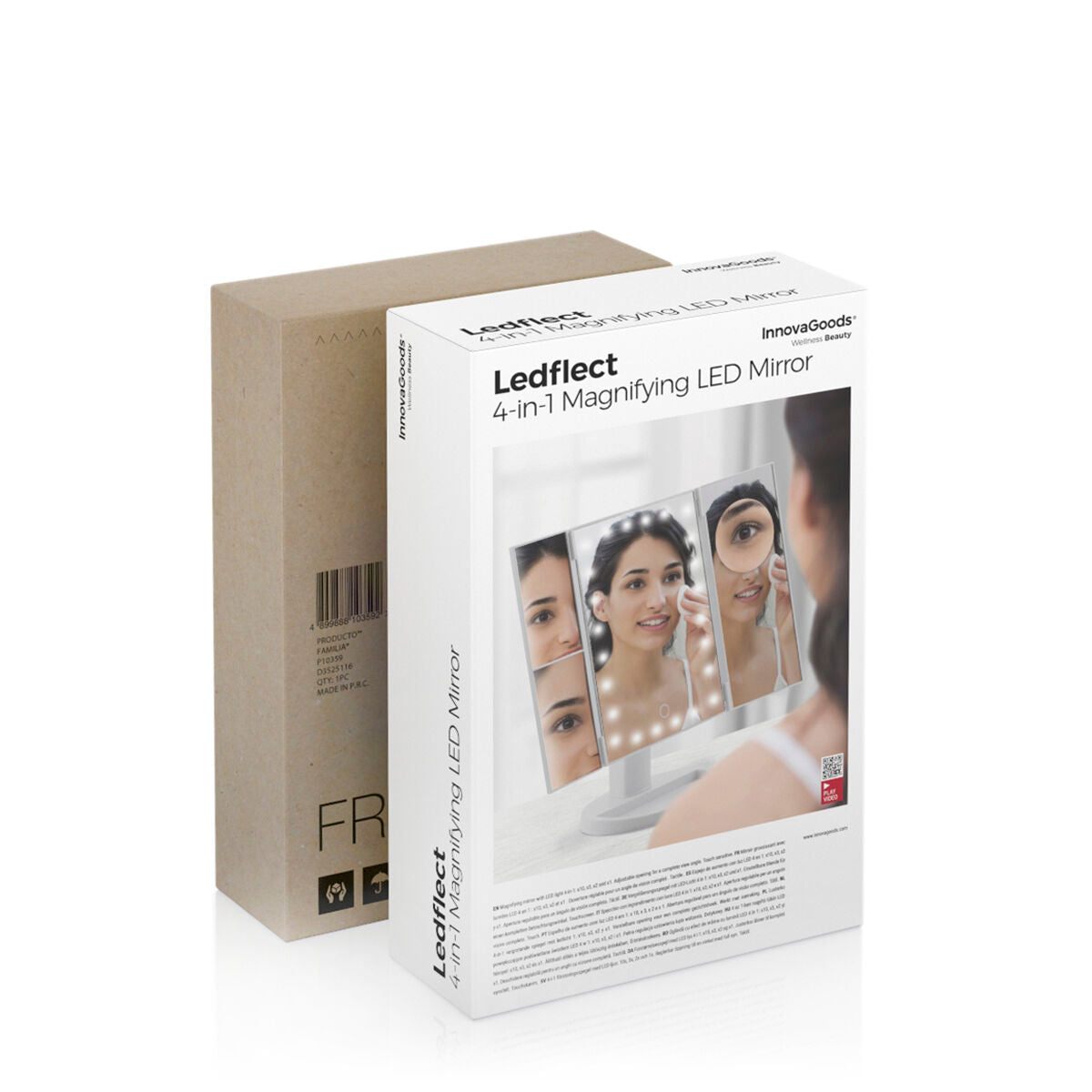 Forstørrelsesspejl med LED 4-i-1 Ledflect InnovaGoods produktemballage