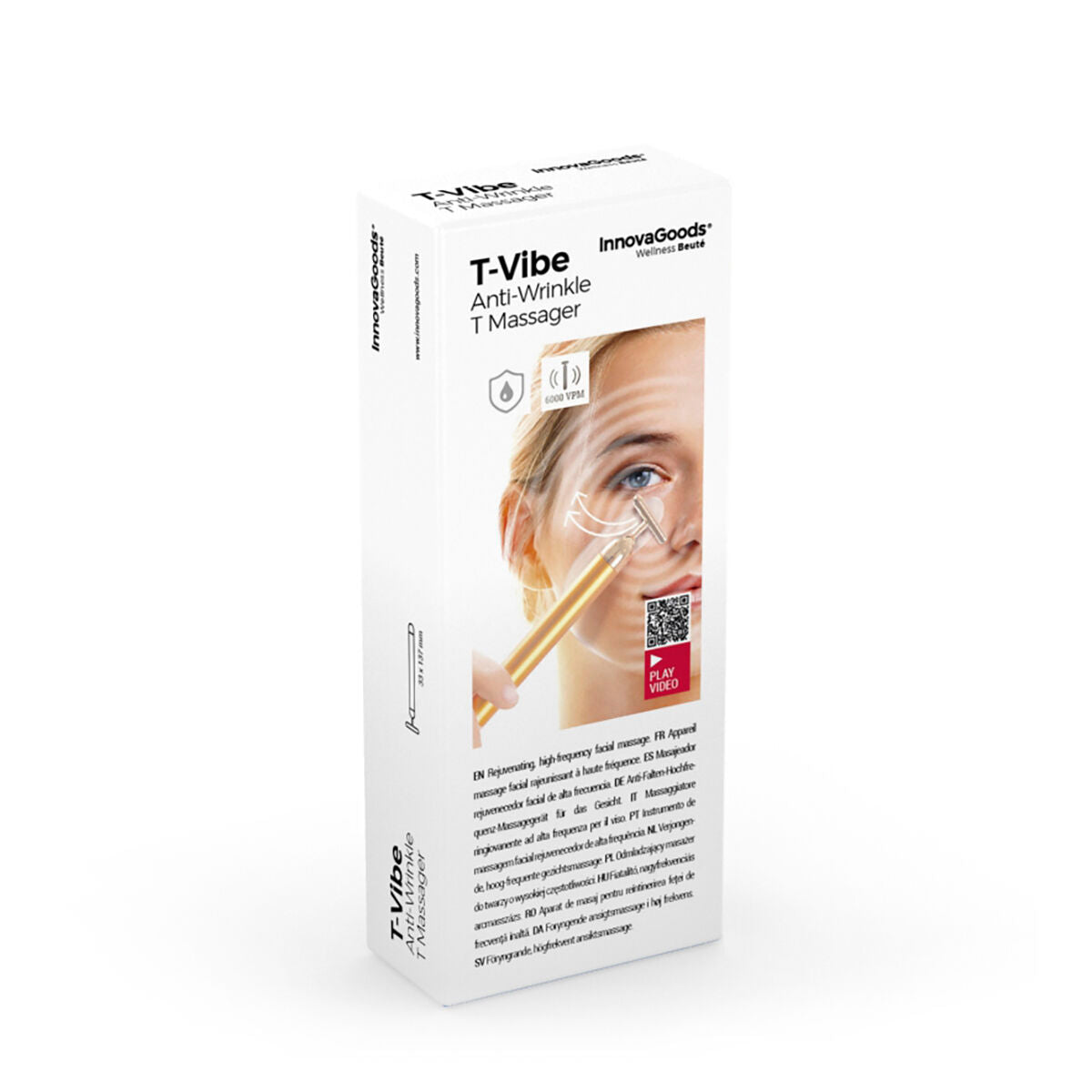Højfrekvent foryngende ansigtsmassager T-Vibe InnovaGoods produktemballage