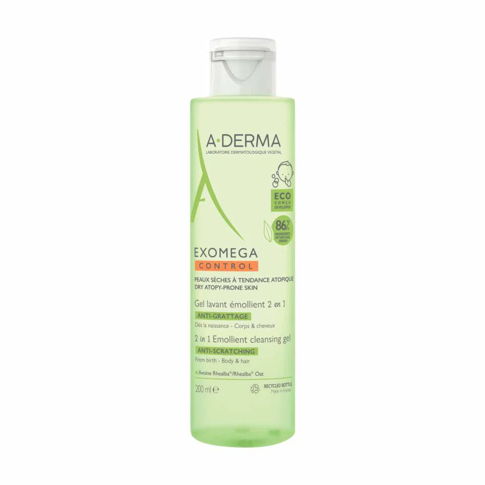 A-Derma, Exomega Control, Anti-Scratching & Soothing, Cleansing Gel, For Hair & Body, 200 ml