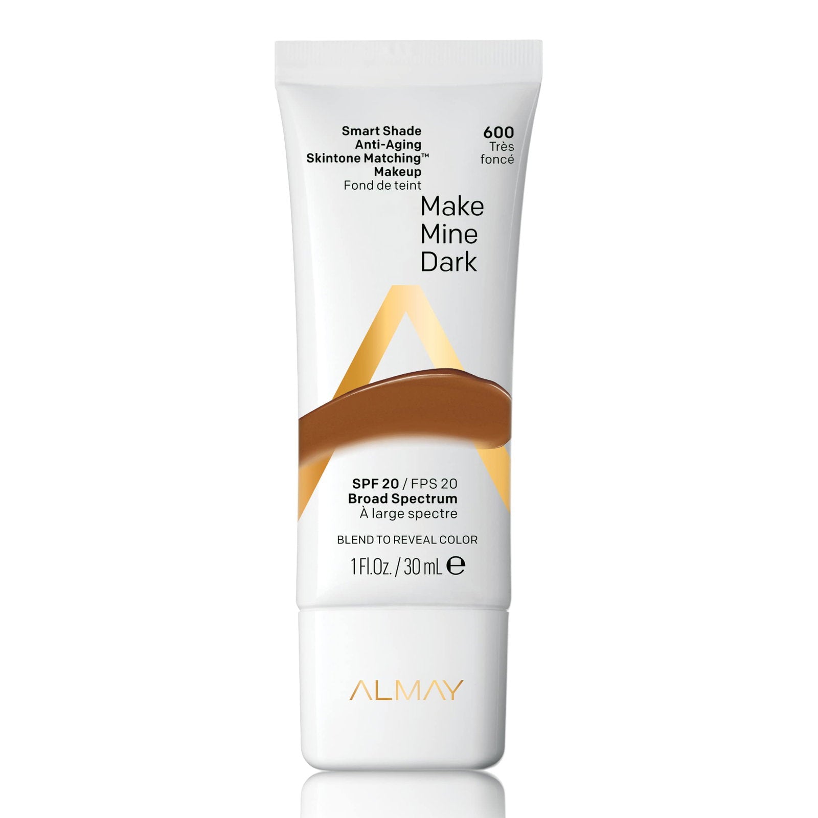 Almay, Smart Shade, Tone-matching, Liquid Foundation, 600, Make Mine Dark, 20 SPF, 30 ml