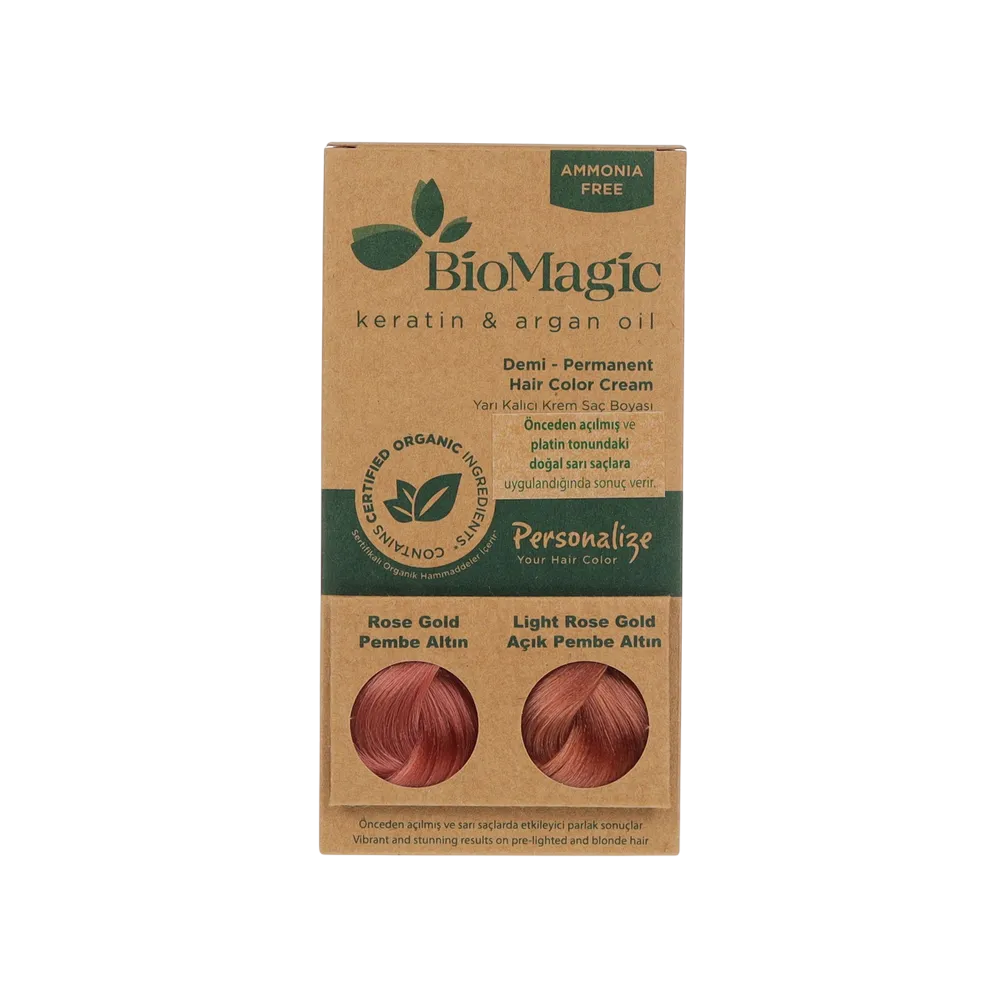 Biomagic, Biomagic, Keratin & Argan Oil, Demi-Permanent Hair Dye,  Rose Gold, 250 ml *Tester