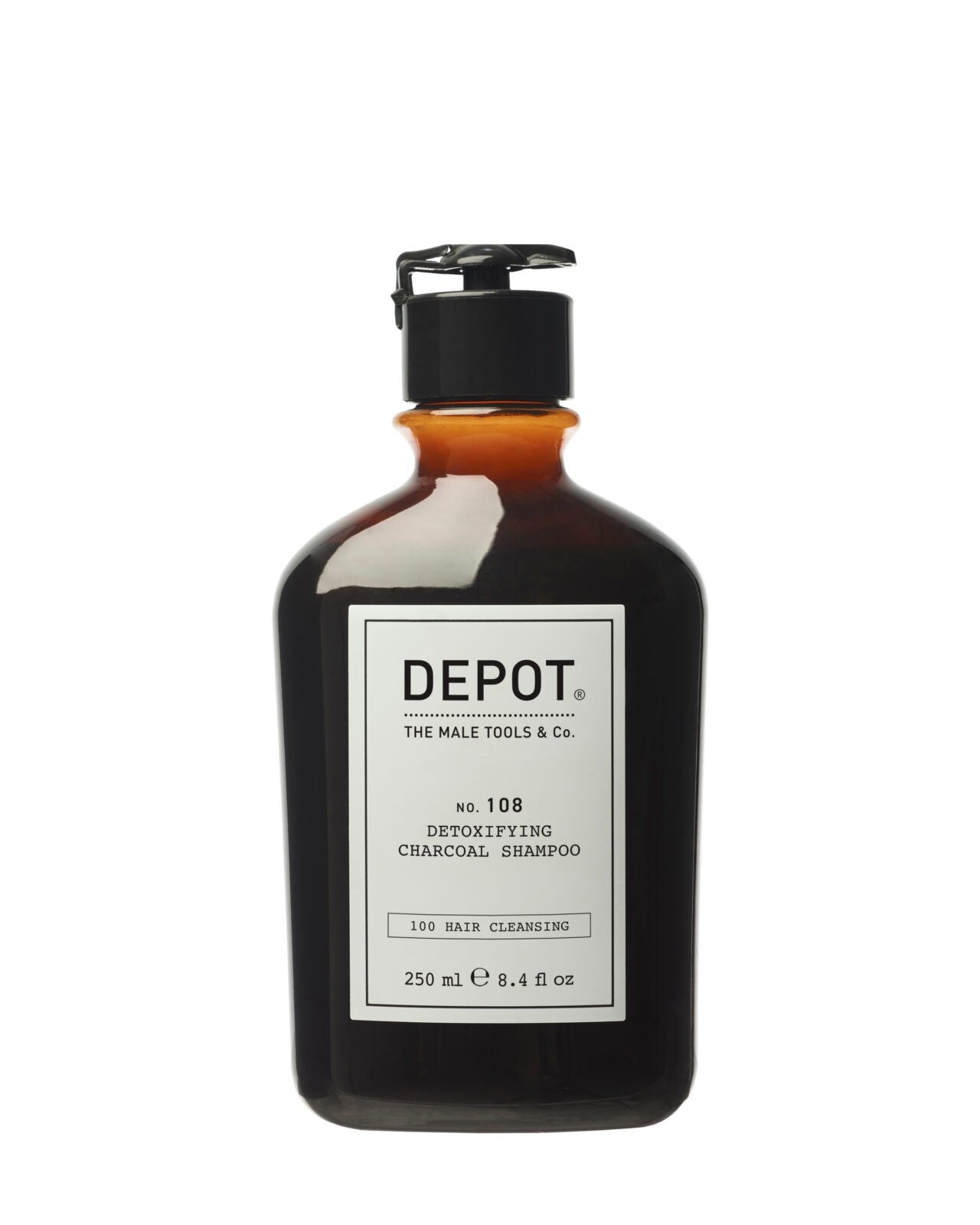 Depot, 100 Hair Cleansing No. 108, Charcoal, Hair Shampoo, Detoxifying, 250 ml