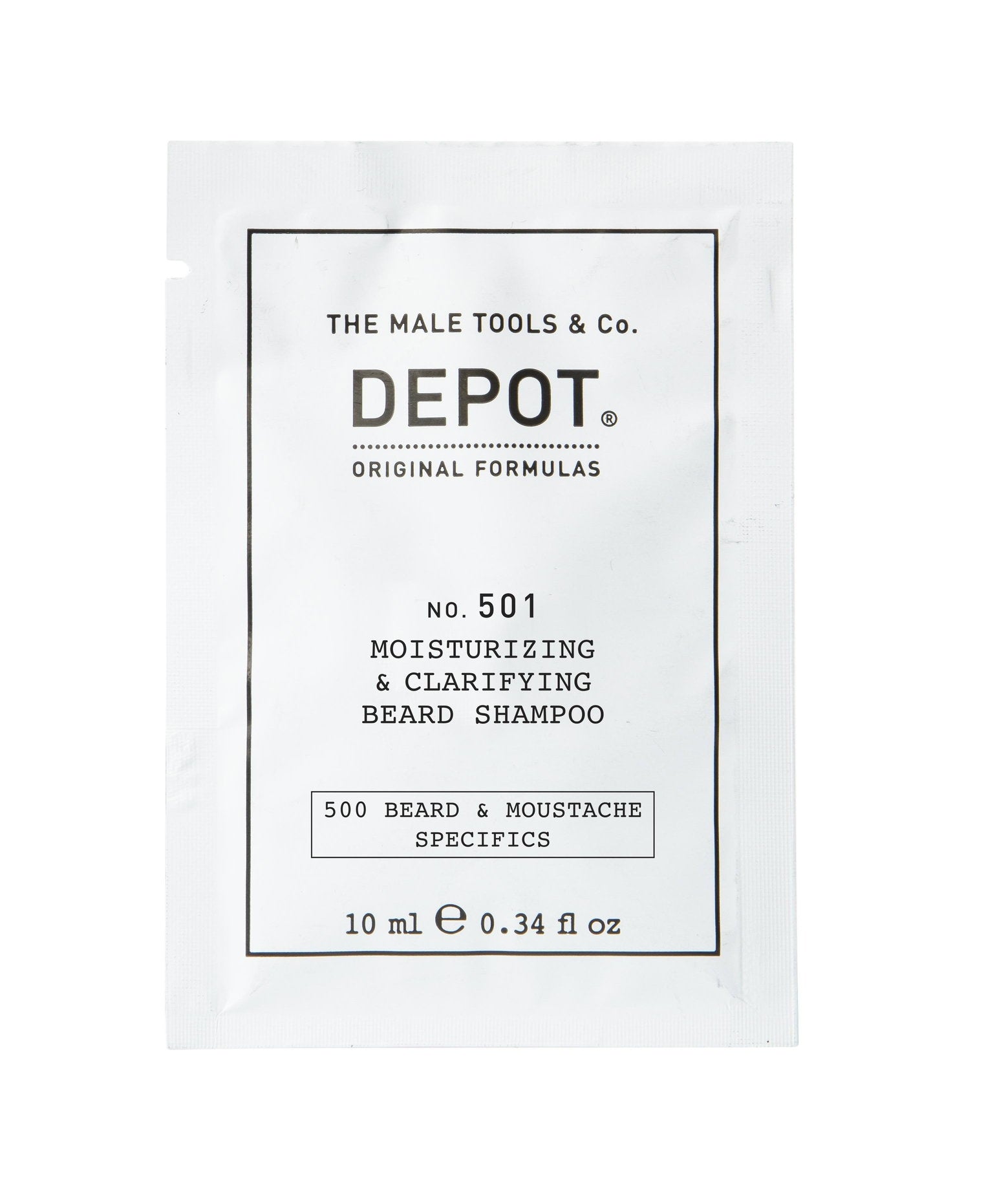 Depot, 500 Beard & Mustache Specifics No. 501, Pro-Vitamin B5, Beard Shampoo, Moisturizing & Clarifying, 10 ml