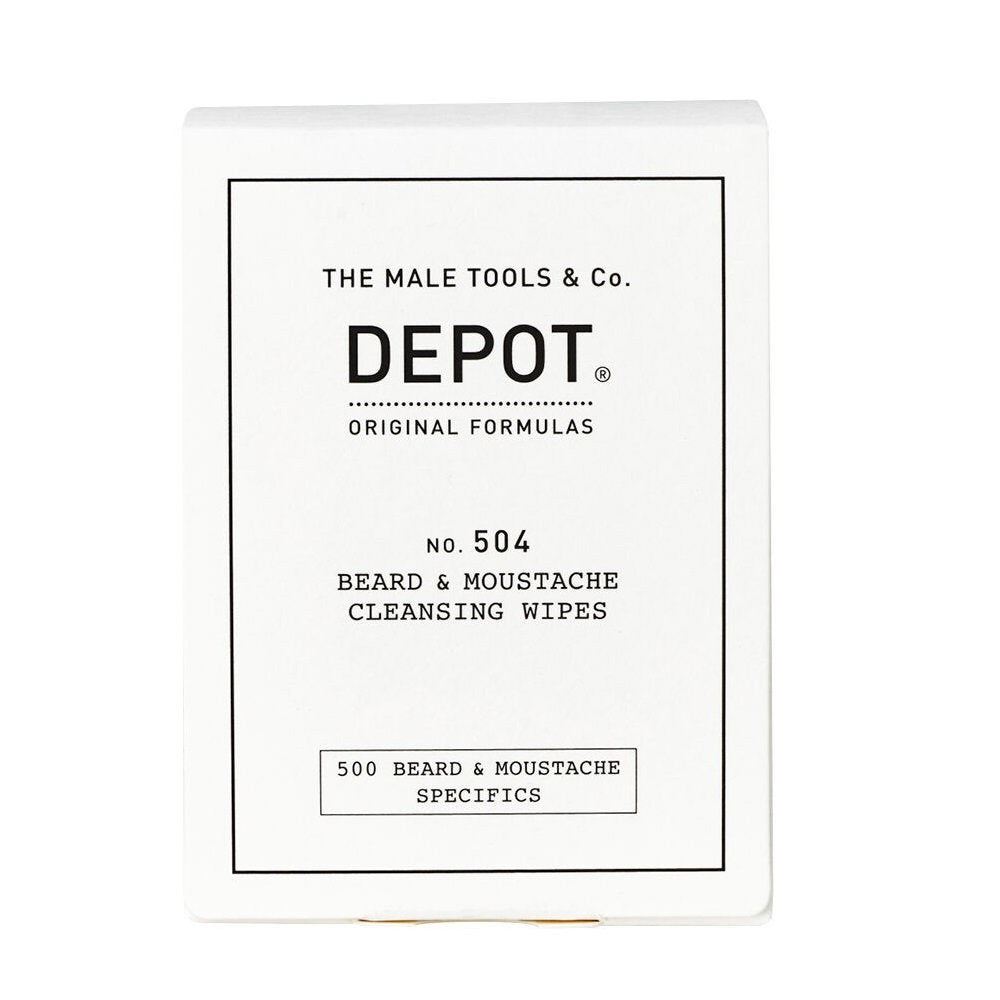 Set, Depot, 500 Beard & Mustache Specifics No. 504, Beard & Moustache Cleansing Wipes, 12 pcs