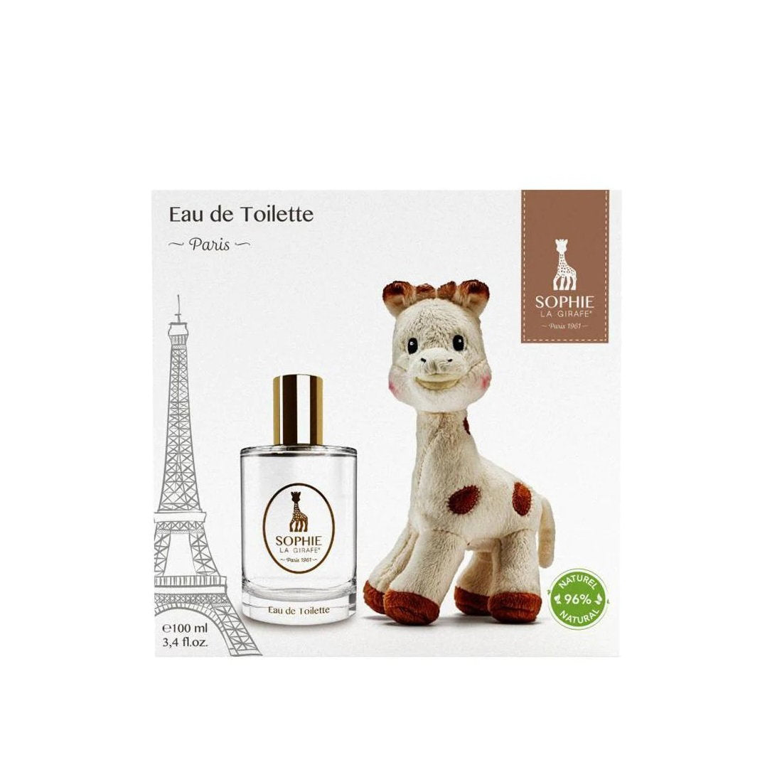Gift Box Set Sophie la Girafe: Sophie La Girafe, Giraffe, Collectible Plush Toy, 0+ months + Paris, Eau De Toilette, For Boys, 100 ml