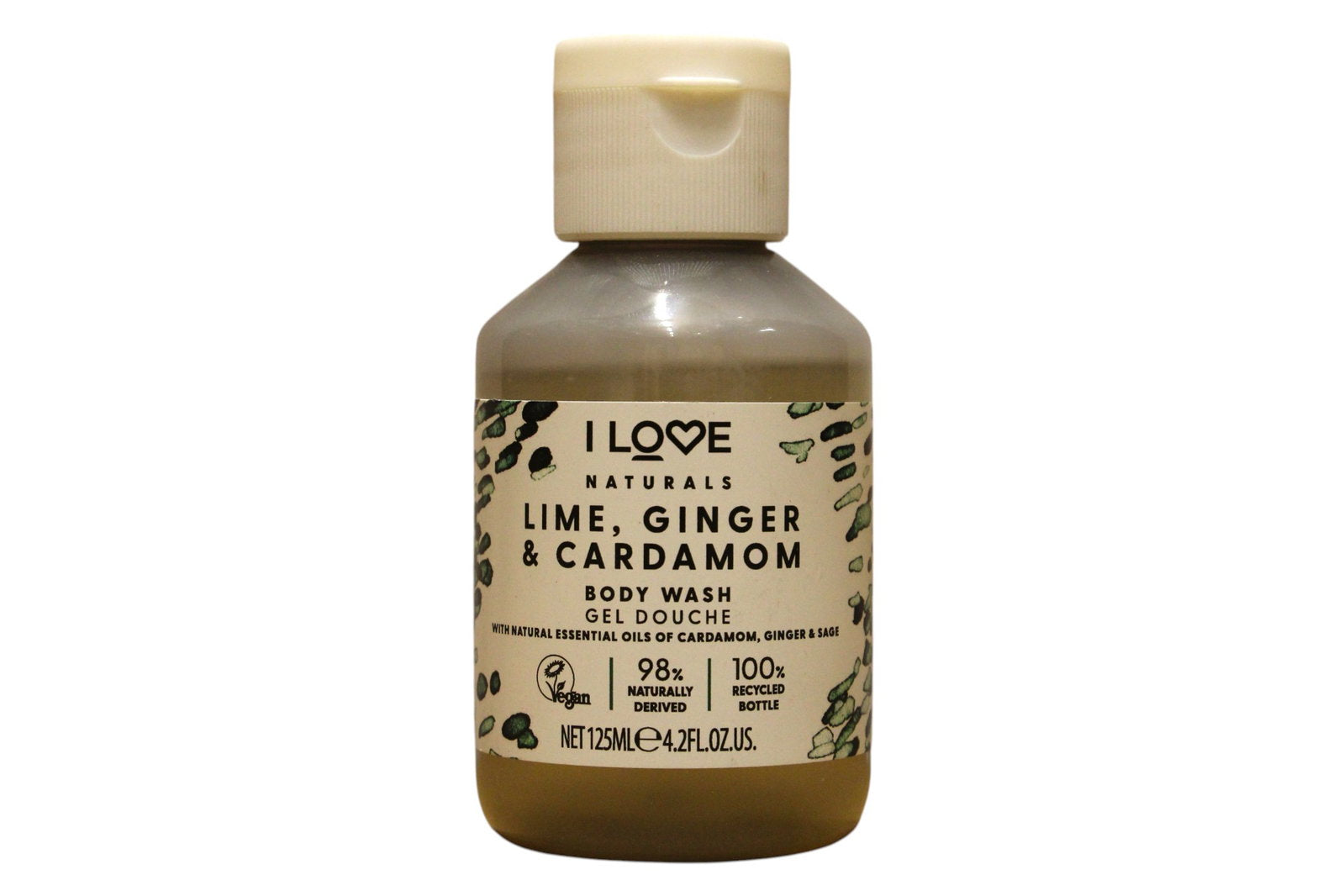 I Love, Naturals Collection, Vegan, Lime, Ginger & Cardamom, Hydrating, Shower Gel, For All Skin Types, 125 ml