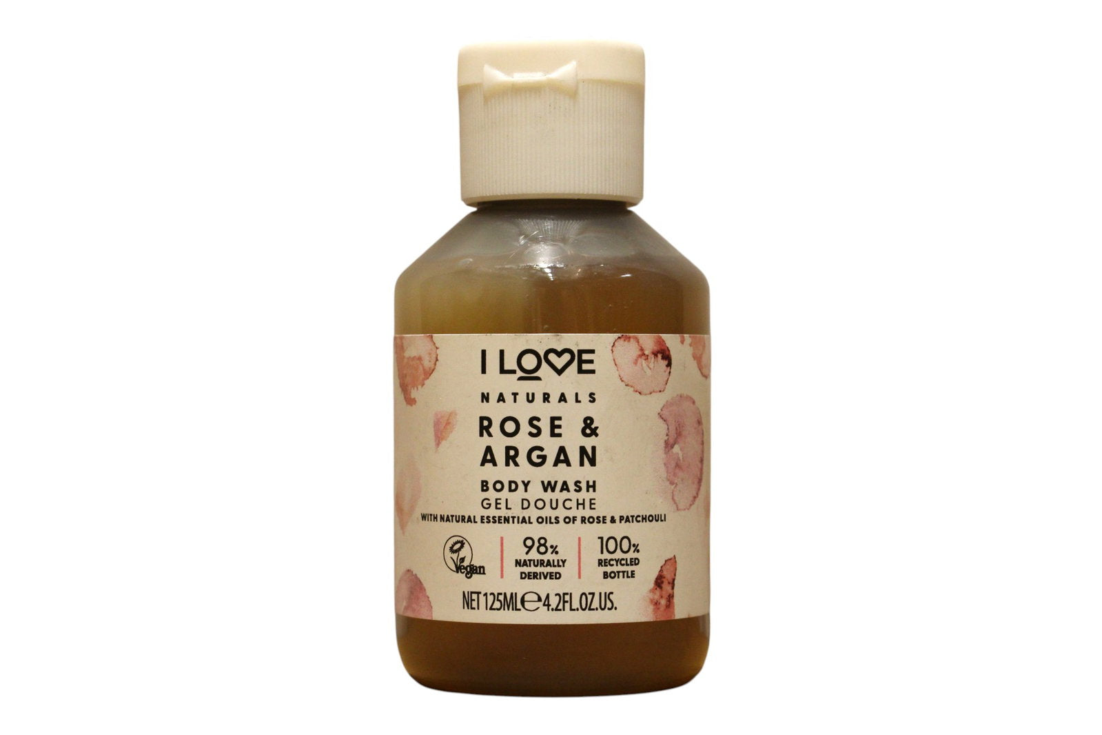 I Love, Naturals Collection, Vegan, Rose & Argan, Hydrating, Shower Gel, For All Skin Types, 125 ml