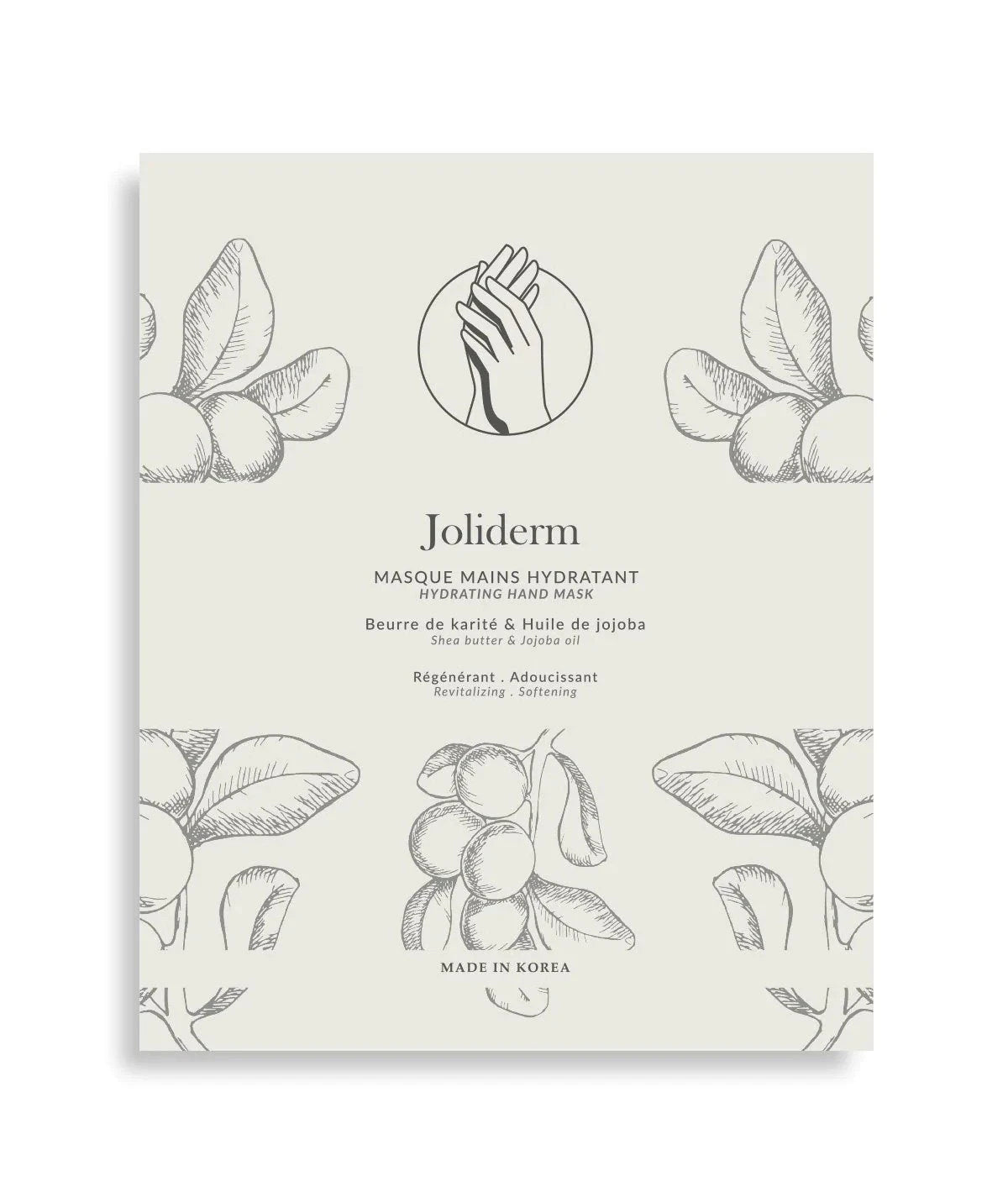 Set Duo, Joliderm, Joliderm, Shea Butter And Coconut Oil, Hydrating & Softening, Hand Sheet Mask, 2 pcs, 2