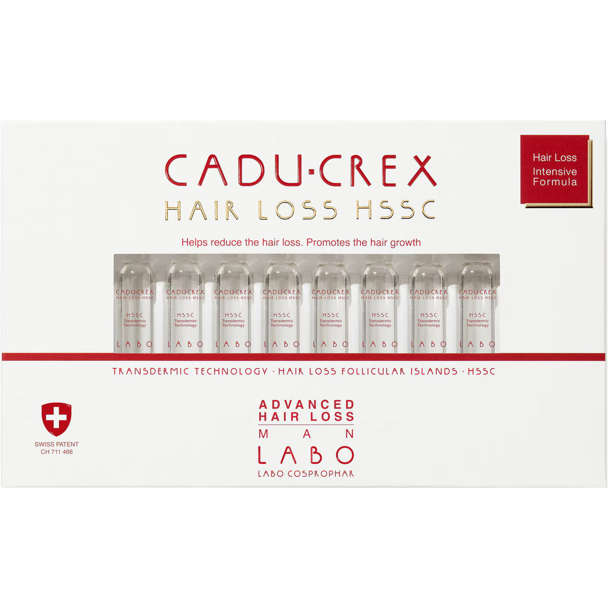 Labo Suisse, Cadu-Crex Advanced Stage, Anti-Hair Loss, Ampoules Treatment Serum, For Scalp, For Men, 40 pcs, 3.5 ml