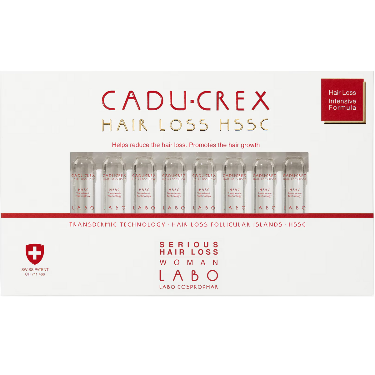 Labo Suisse, Cadu-Crex Severe Stage, Anti-Hair Loss, Ampoules Treatment Serum, For Scalp, For Women, 40 pcs, 3.5 ml