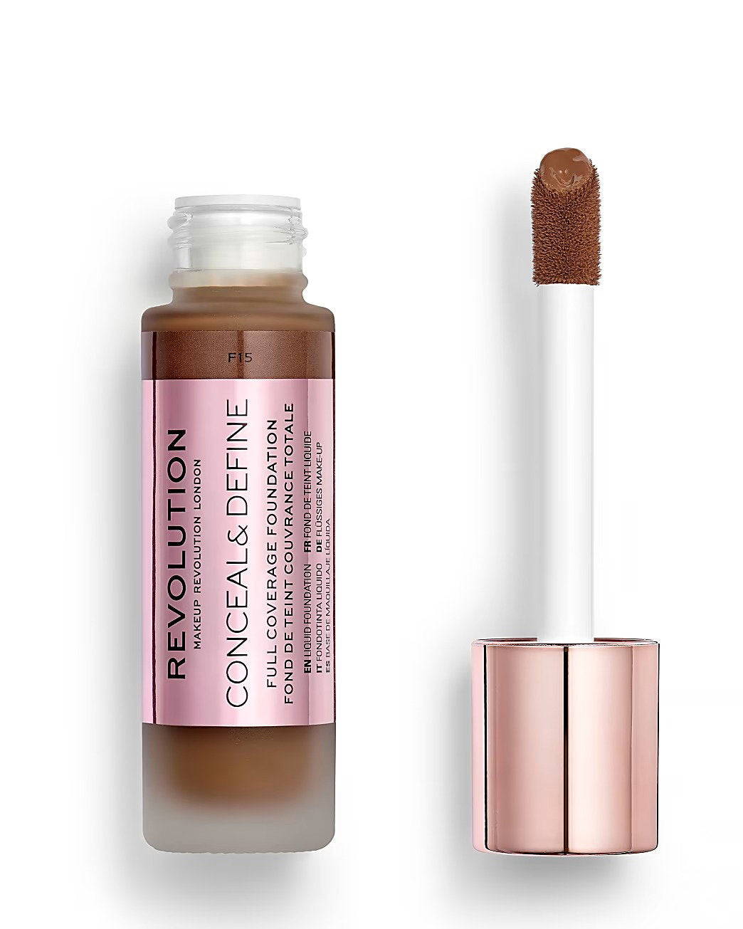 Makeup Revolution, Conceal & Define, Oil Free, Cream Foundation, F 15, 23 ml