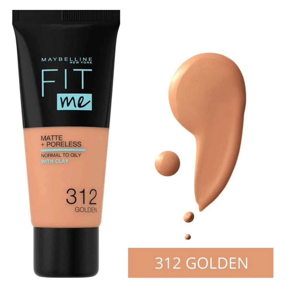 Maybelline, Fit Me Matte + Poreless, Liquid Foundation, 312, Golden, 30 ml