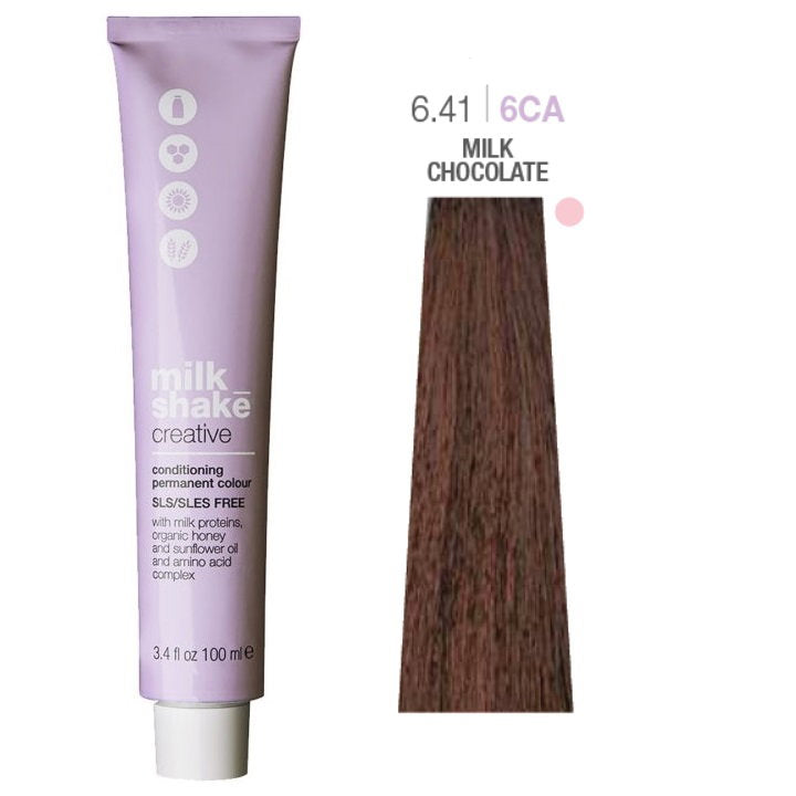 Milk Shake, Creative, SLS/SLES-Free, Permanent Hair Dye, 6.416CA Milk Chocolate, 100 ml