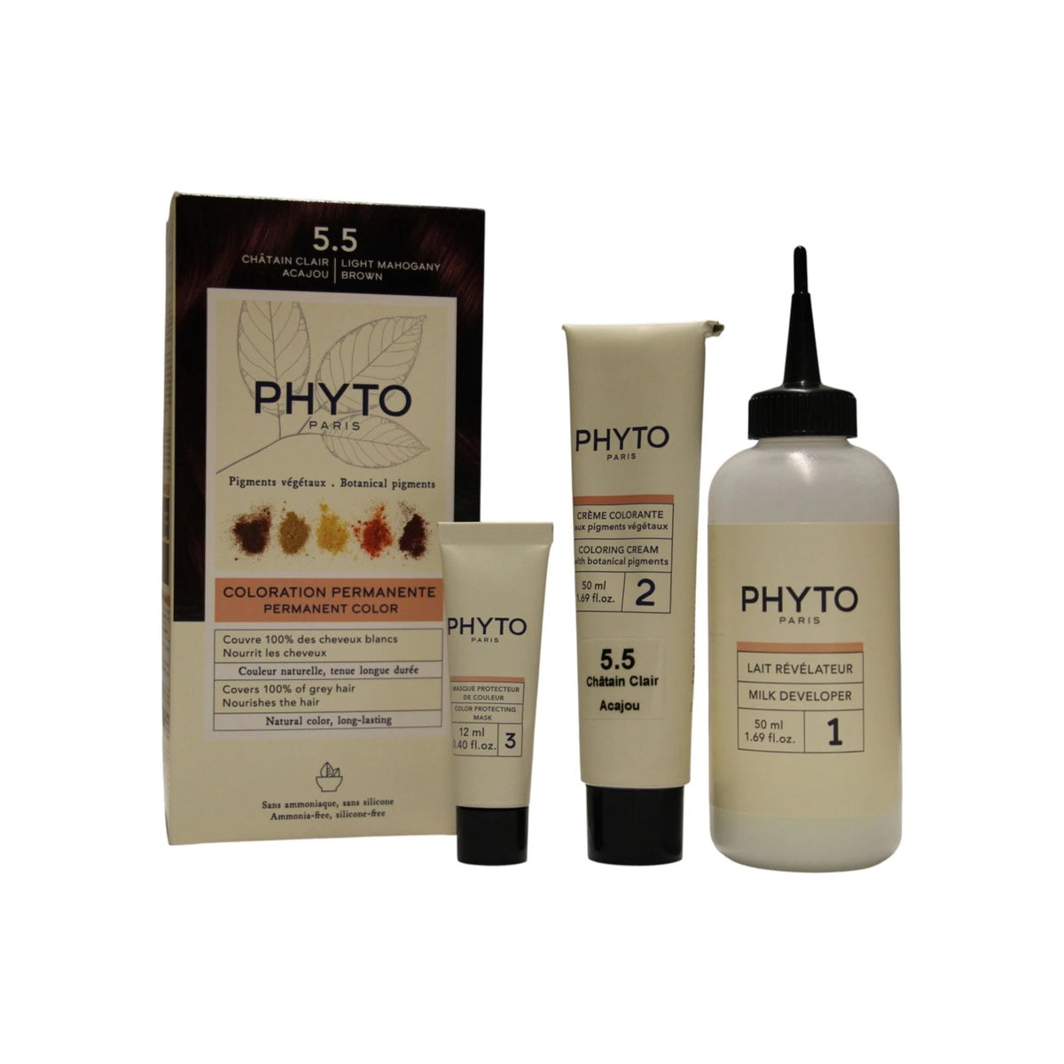 Phyto, Color Kit Coloration, Permanent hårfarve, 5.5 Lys mahognibrun, 50 ml