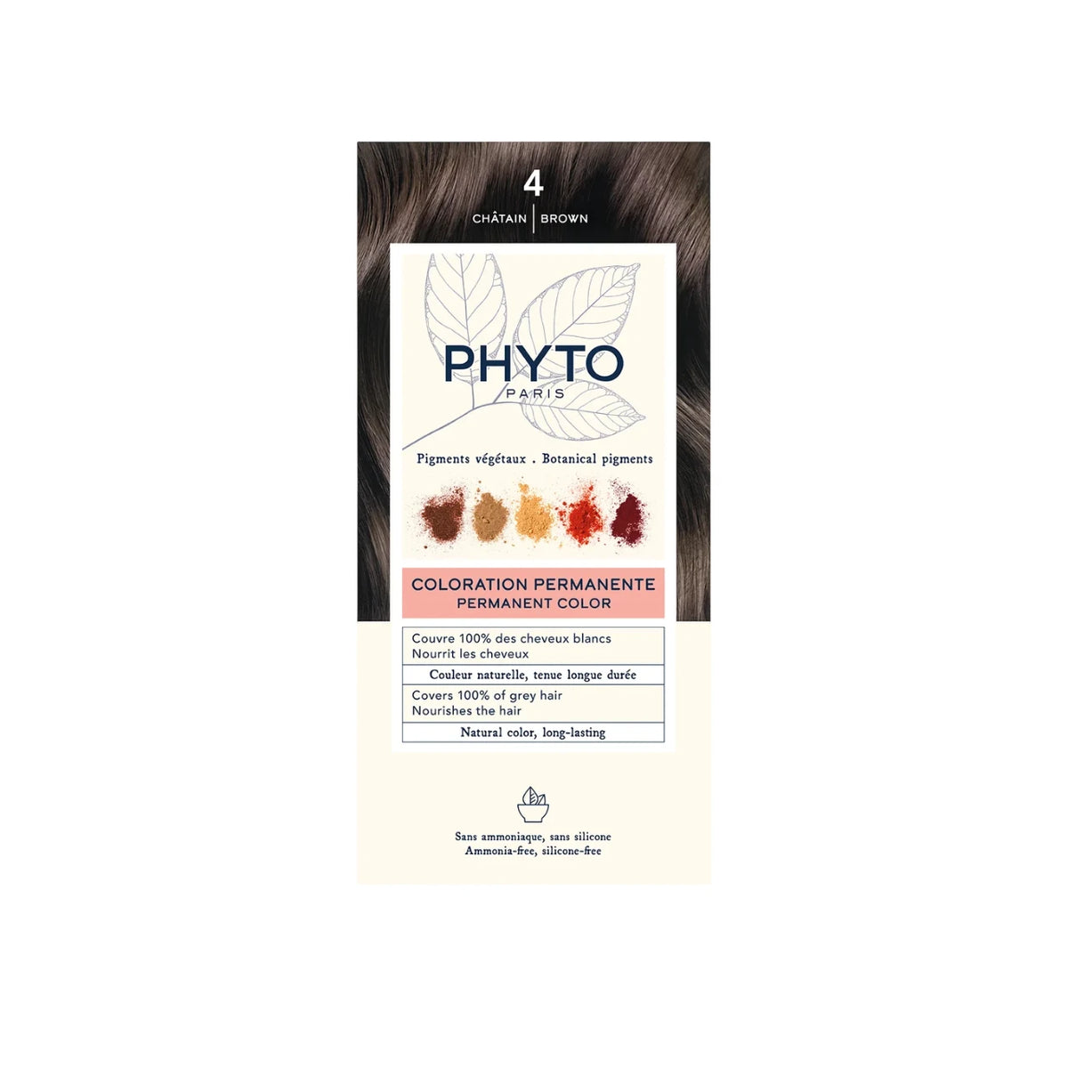 Phyto, Phytocolor, permanent hårfarve, 4 brun, 50 ml