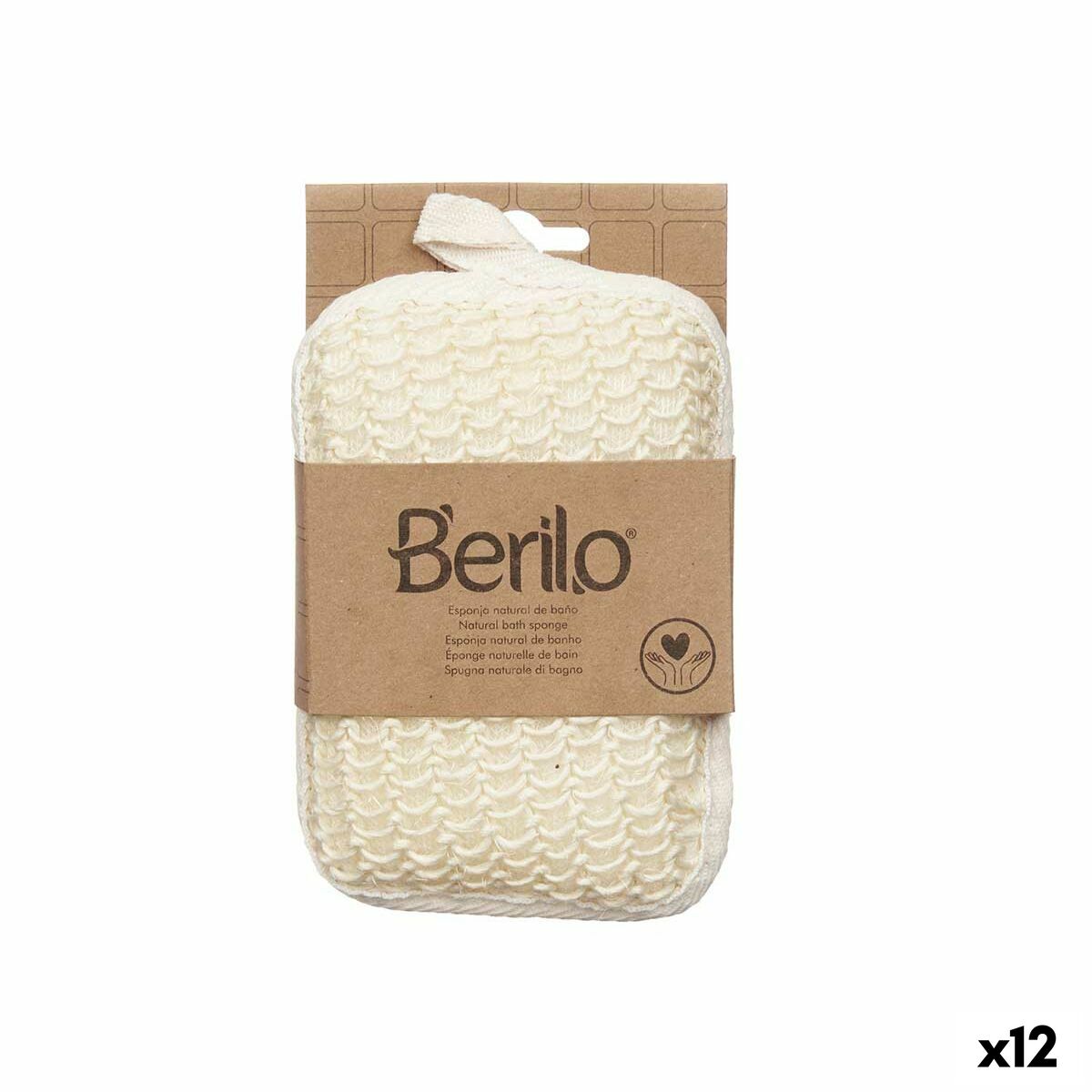 Body Svamp Berilo Hvid Beige 11 x 16,5 x 3 cm (12 enheder) produktemballage