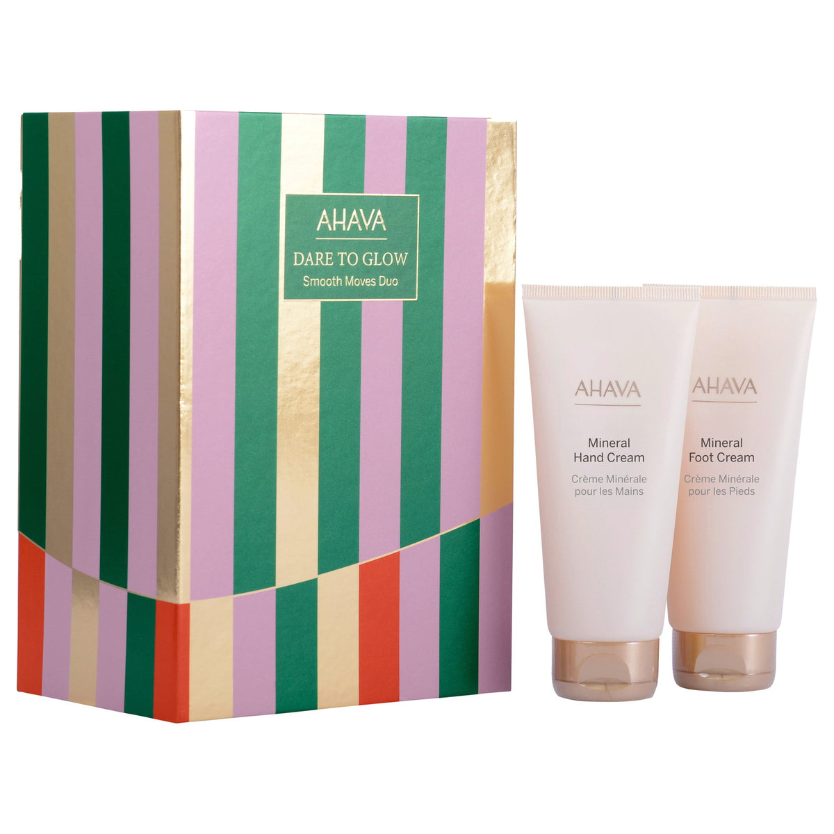 Dare To Glow Set Ahava:  Dead Sea Water, Hydration, Hand Cream, 100 ml + Mineral, Nourishing, Foot Cream, 100 ml