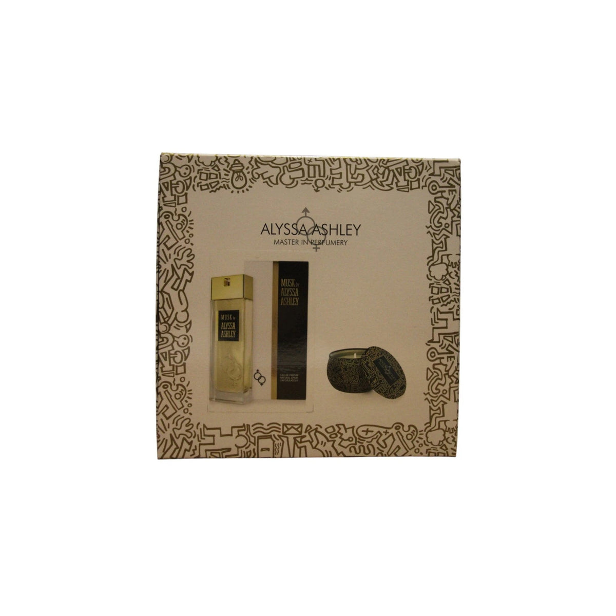 Sæt Alyssa Ashley: Musk, Eau De Parfum, Unisex, 100 ml + Musk, Duftlys, 110 g
