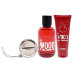Set Dsquared 2: Red Wood, Eau De Toilette, For Women, 100 ml + Red Wood, Shower Gel & Shampoo 2-In-1, 100 ml + Dsquared, GWP Textile Pouch, Silver