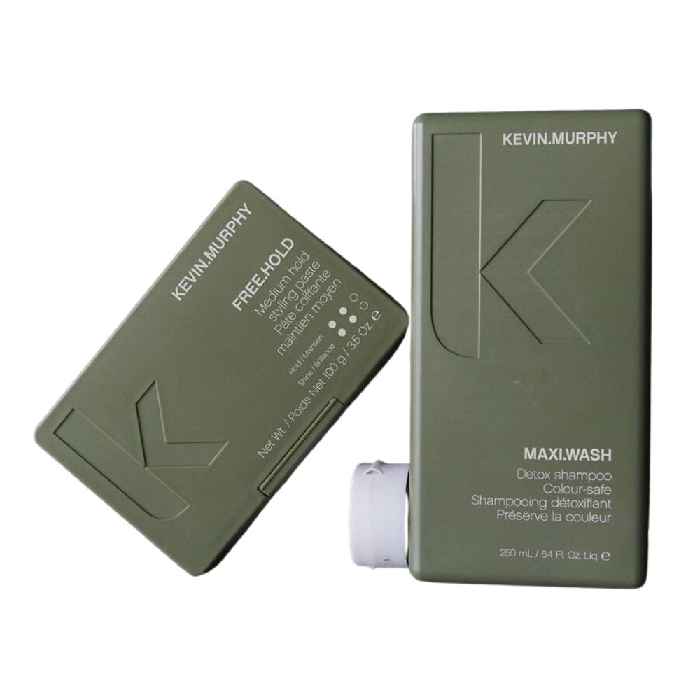 Set Kevin Murphy: Maxi Wash, Hair Shampoo, For Hydration, 250 ml + Free Hold , Lanolin Wax, Hair Styling Wax, For Styling, Medium Hold, 100 g
