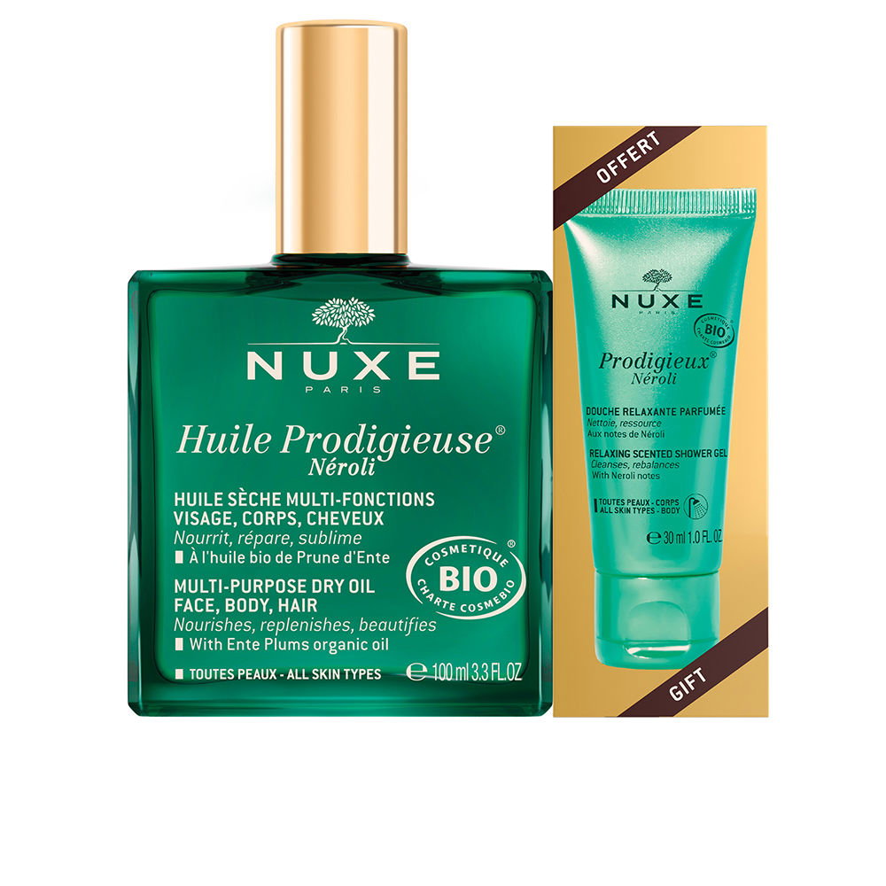 Set Nuxe: Huile Prodigieuse Multi-Purpose Neroli, Body Oil, For Face, Body & Hair, 100 ml + Prodigieux Neroli, Shower Gel, All Over The Body, For All Skin Types, 30 ml