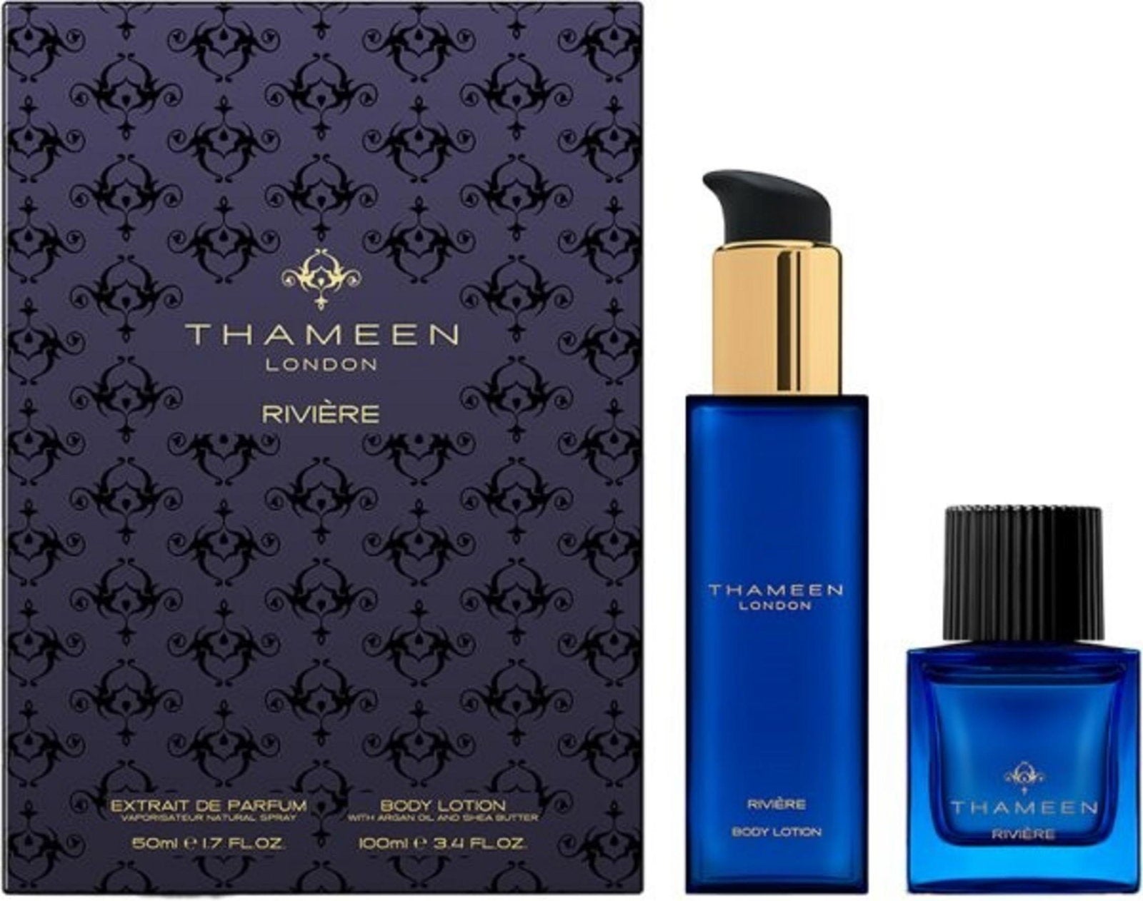 Set Thameen London: Riviere, Extrait De Parfum, Unisex, 50 ml + Riviere, Body Lotion, Body, 100 ml