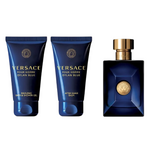 Set Versace: Dylan Blue, Calming, After-Shave Balm, 50 ml + Dylan Blue, Shower Gel, For All Skin Types, 50 ml + Dylan Blue, Eau De Toilette, For Men, 50 ml