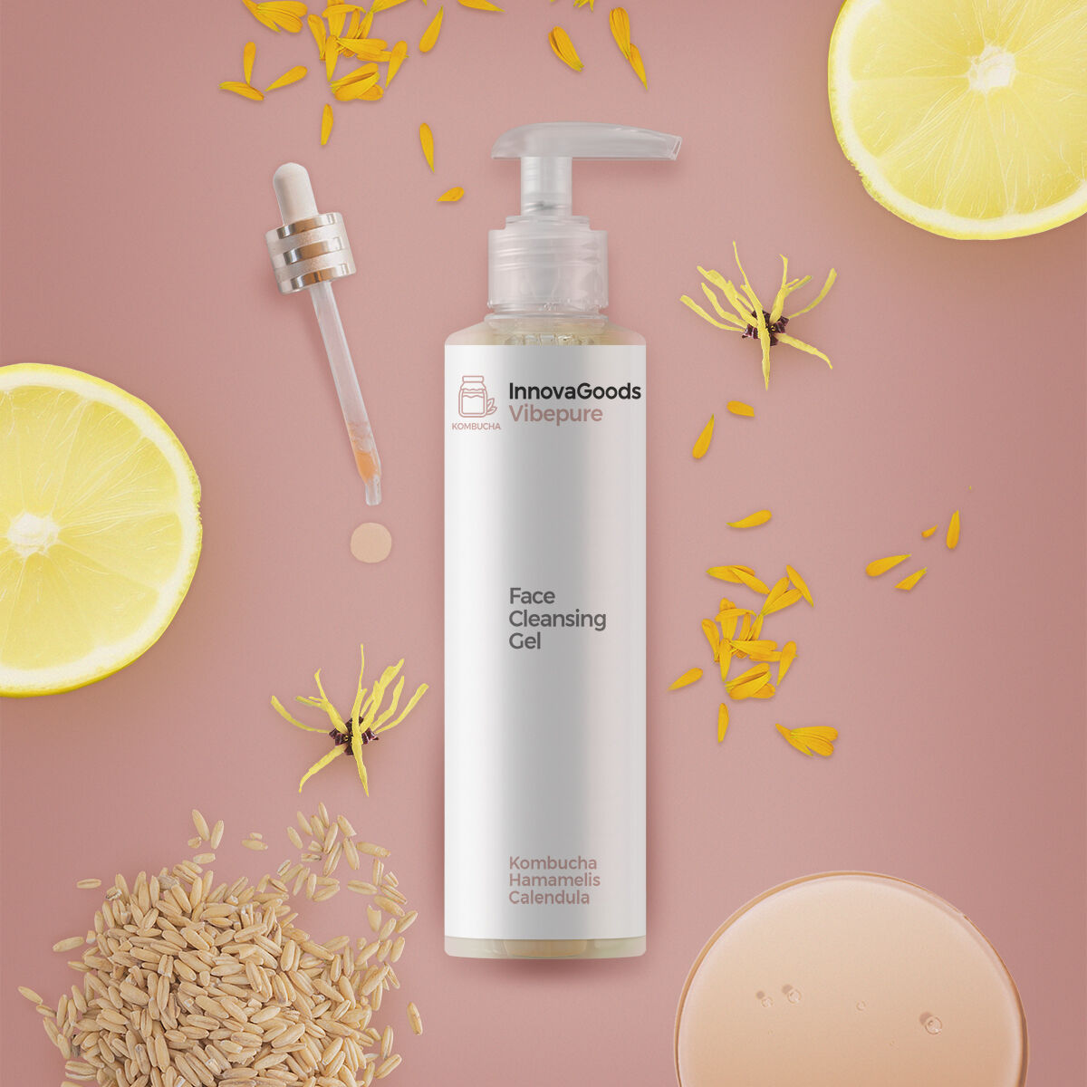 Facial Cleansing Gel Kombucha Vibepure InnovaGoods 200 ml hudplejeemballage