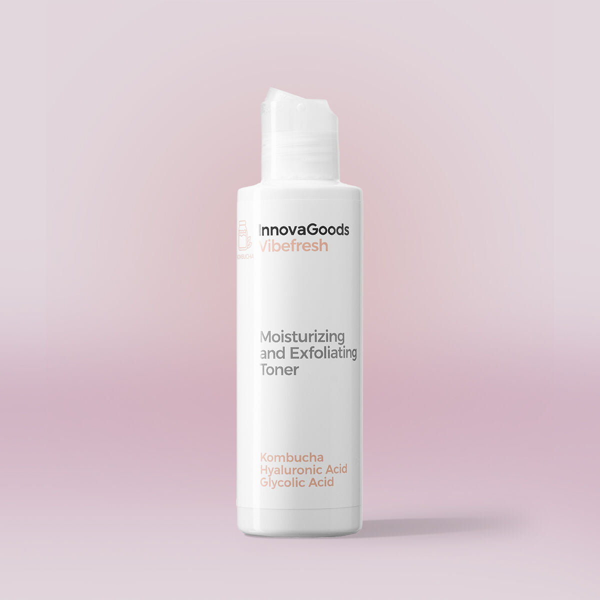 Fugtgivende og eksfolierende ansigtstoner Kombucha Vibefresh InnovaGoods 150 ml hudplejeemballage