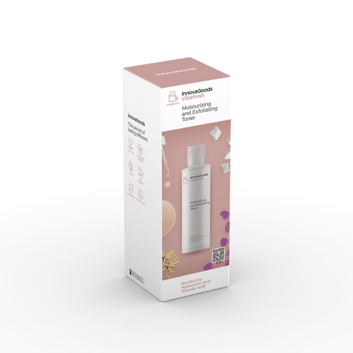 Fugtgivende og eksfolierende ansigtstoner Kombucha Vibefresh InnovaGoods 150 ml hudplejeemballage