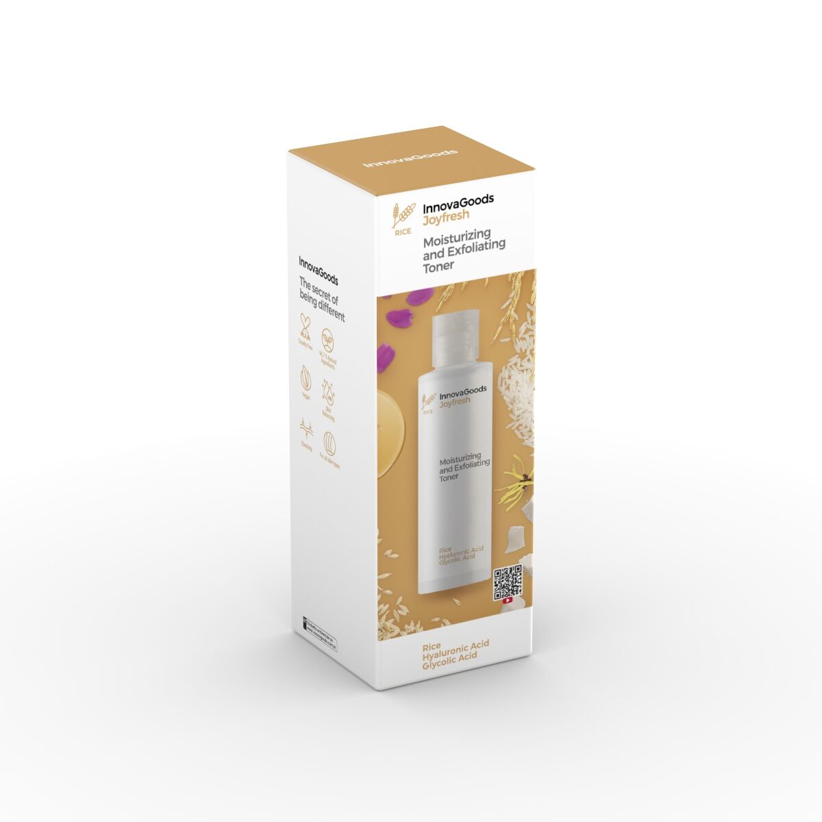 Fugtgivende og eksfolierende ansigtstoner ris Joyfresh InnovaGoods 150 ml hudplejeemballage