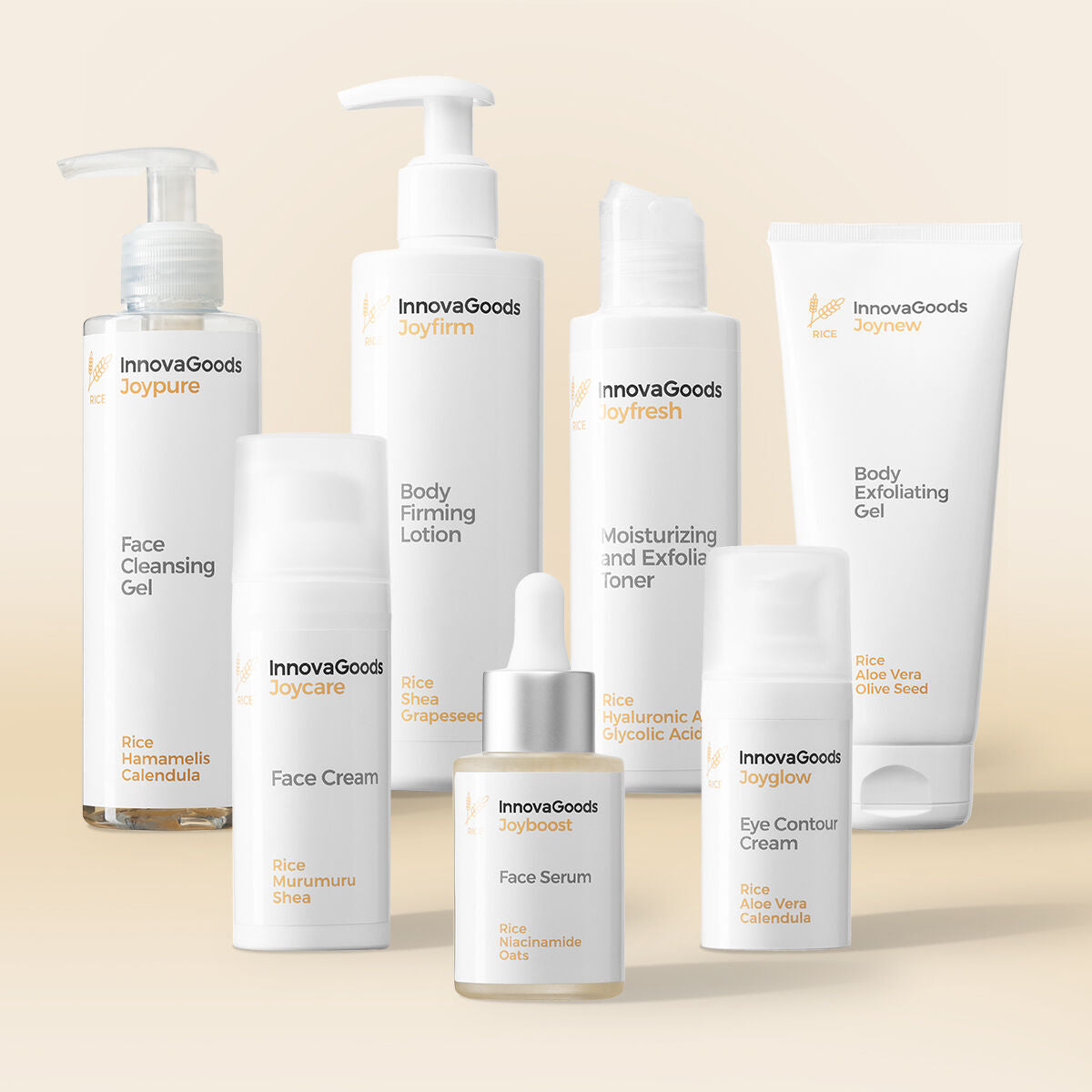 Ansigt og krop Rutine Pack Rice InnovaGoods for Women produktemballage