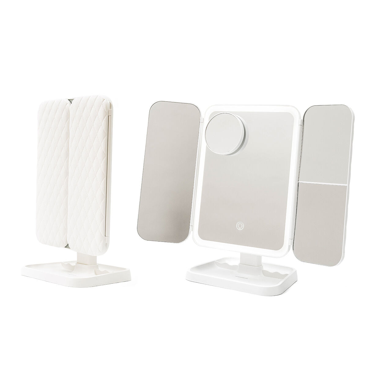 Genopladeligt Triptykon Makeup Spejl med Forstørrelse og LED Light Miled InnovaGoods produktemballage