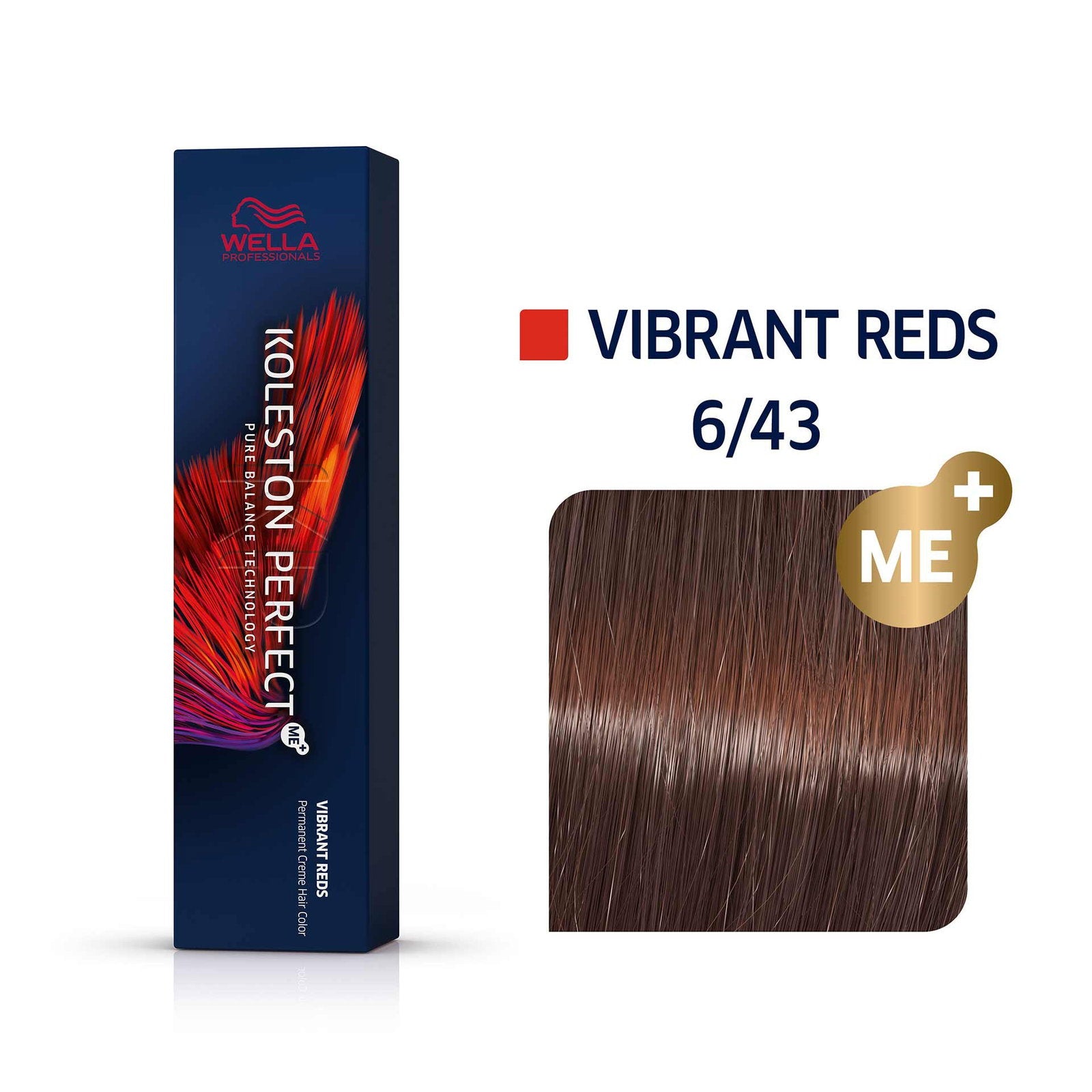 Wella Professionals, Koleston Perfect Me+, Permanent Hair Dye, 6/43 Dark Blonde Golden Red, 60 ml