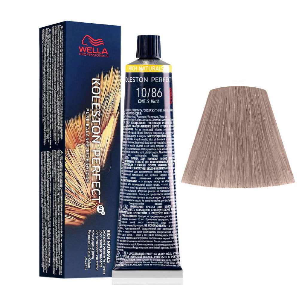 Wella Professionals, Koleston Perfect, Permanent Hair Dye, 10/86 Lightest Blonde Pearl Violet, 60 ml *Tester