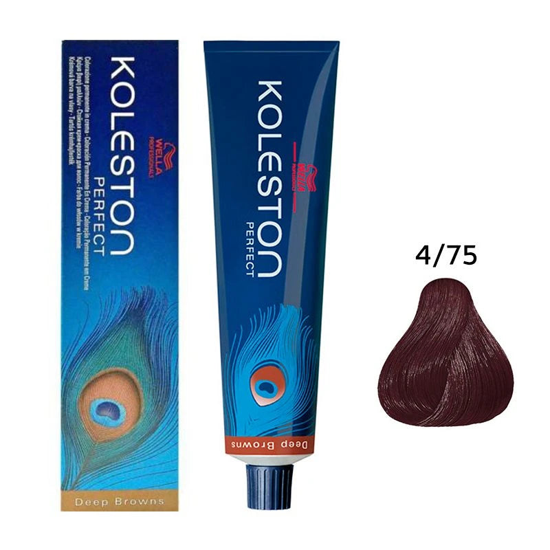 Wella Professionals, Koleston Perfect, Permanent Hair Dye, 4/75 Medium Brown Mahogany Brown, 60 ml